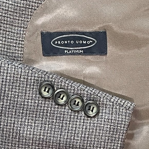 Pronto Uomo Platinum Wool Blend Gray Geometric Dual Vent Blazer Sport Jacket 50L - Picture 10 of 11